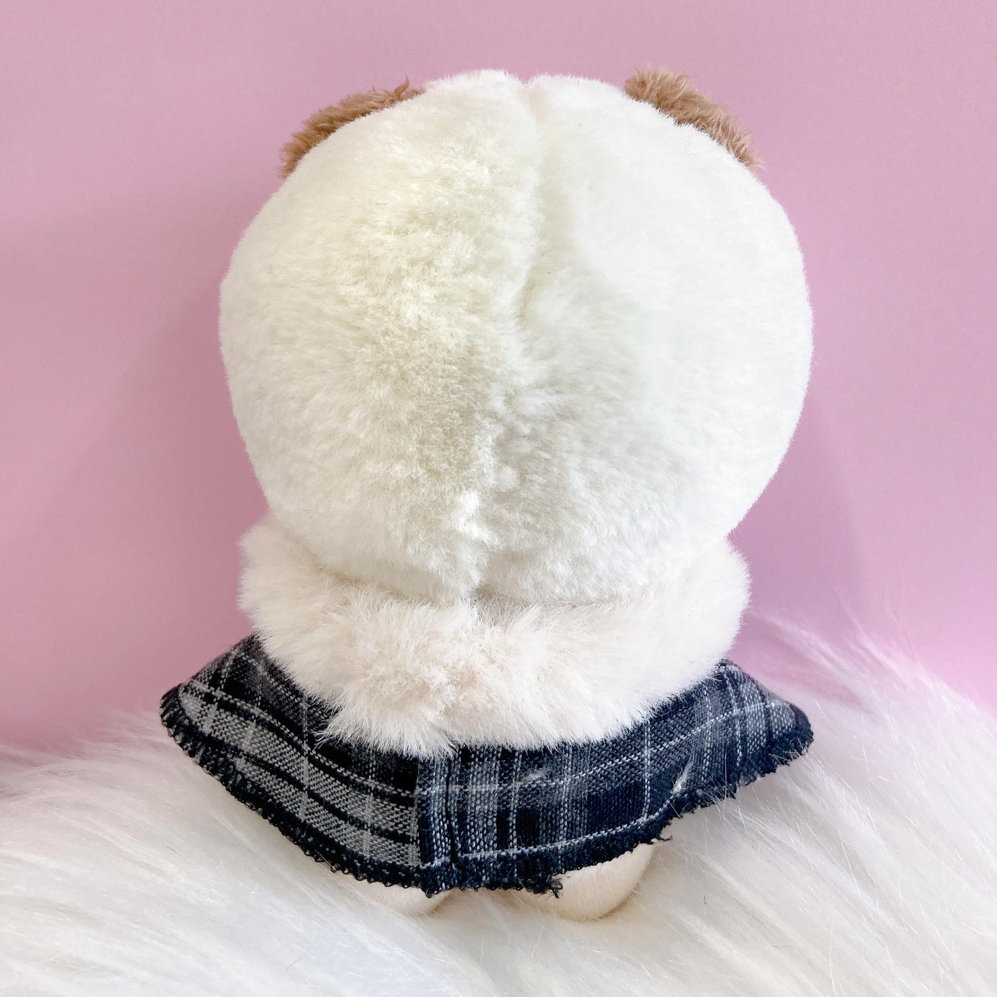 Amazon.co.jp: 10cm ぬい服 チェック柄のファー付きケープ ブラック